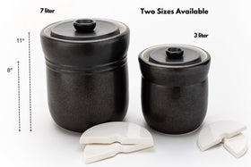 TOMO stoneware crock fits into kitchen countertops with sturdy, timeless design