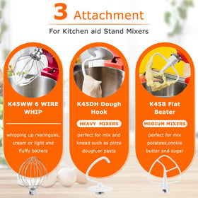 TOMOON K45B flat beater for KitchenAid, scratch-resistant coating for clean mixing.