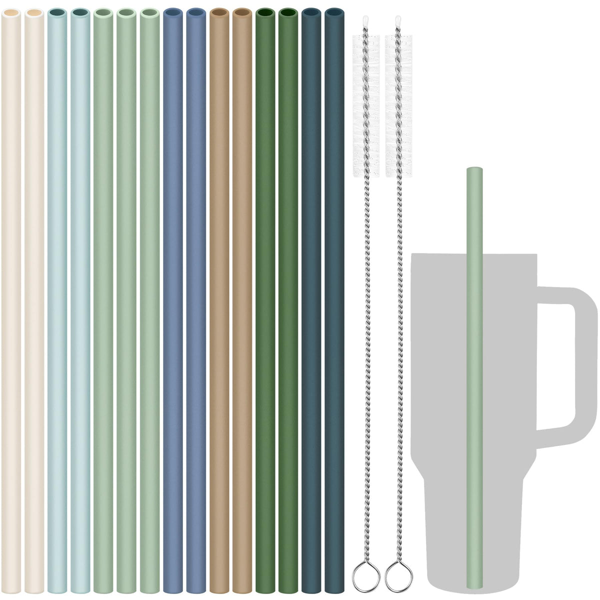Tomorotec 15-pack silicone straws for Stanley tumblers, flexible and safe for daily use