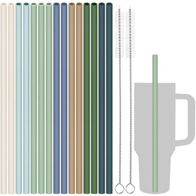 Tomorotec 15-pack silicone straws for Stanley tumblers, flexible and safe for daily use