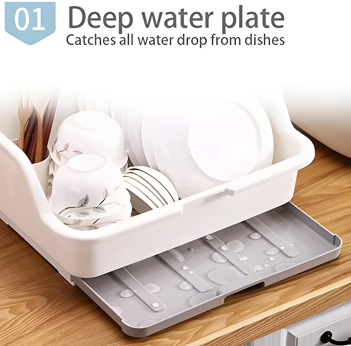 Tomorotec dish drainer with utensil holder for efficient kitchen drying