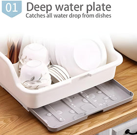 Tomorotec dish drainer with utensil holder for efficient kitchen drying