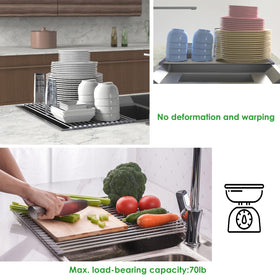 Foldable kitchen rack saves space when not in use.