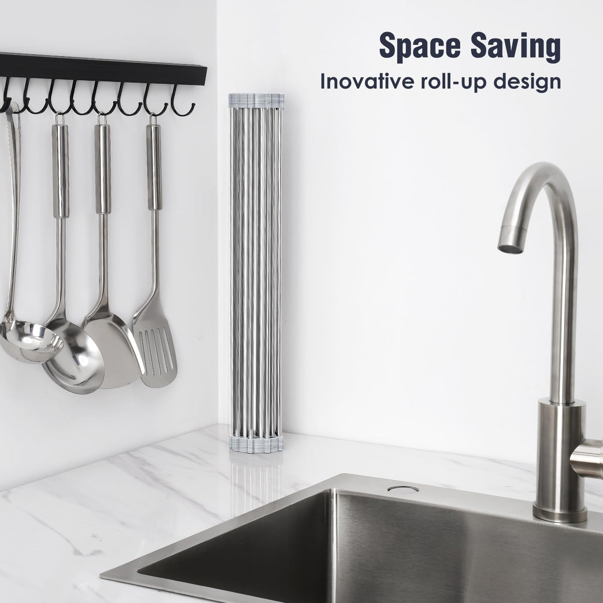 Tomorotec roll-up rack in 17.7x15.5in size for larger sinks