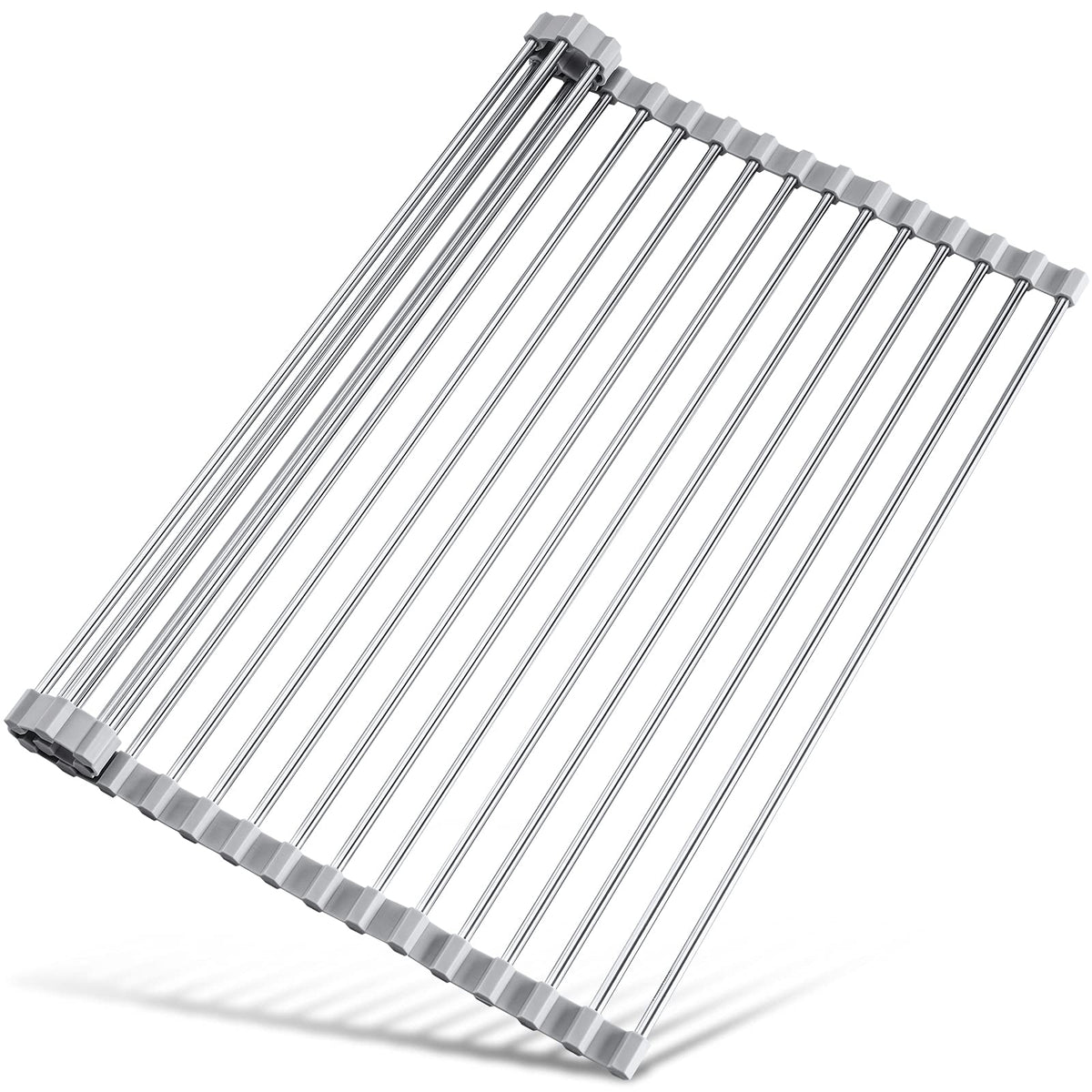 Tomorotec roll-up drying rack over the sink ideal for air-drying dishes.