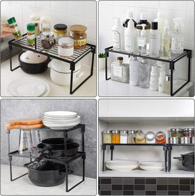Tomorotec stackable shelves two-tier organization on a kitchen counter