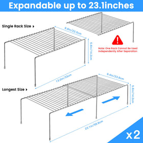 Tomorotec stainless expandable rack fully extended for cabinet organization