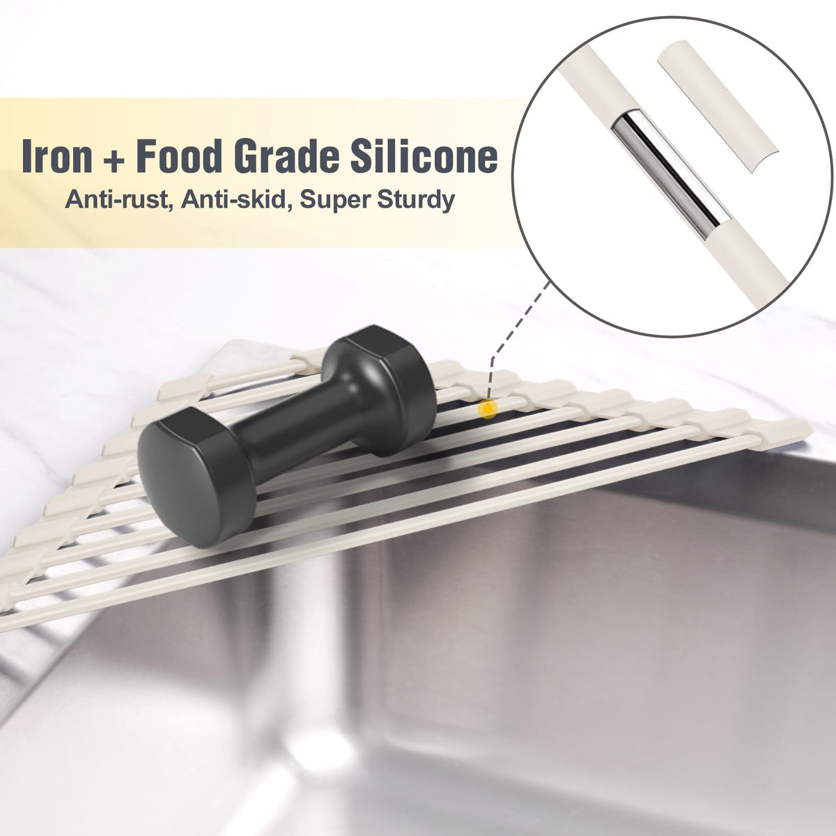 Tomorotec stainless-steel rails provide sturdy support for heavier dishes during drying.