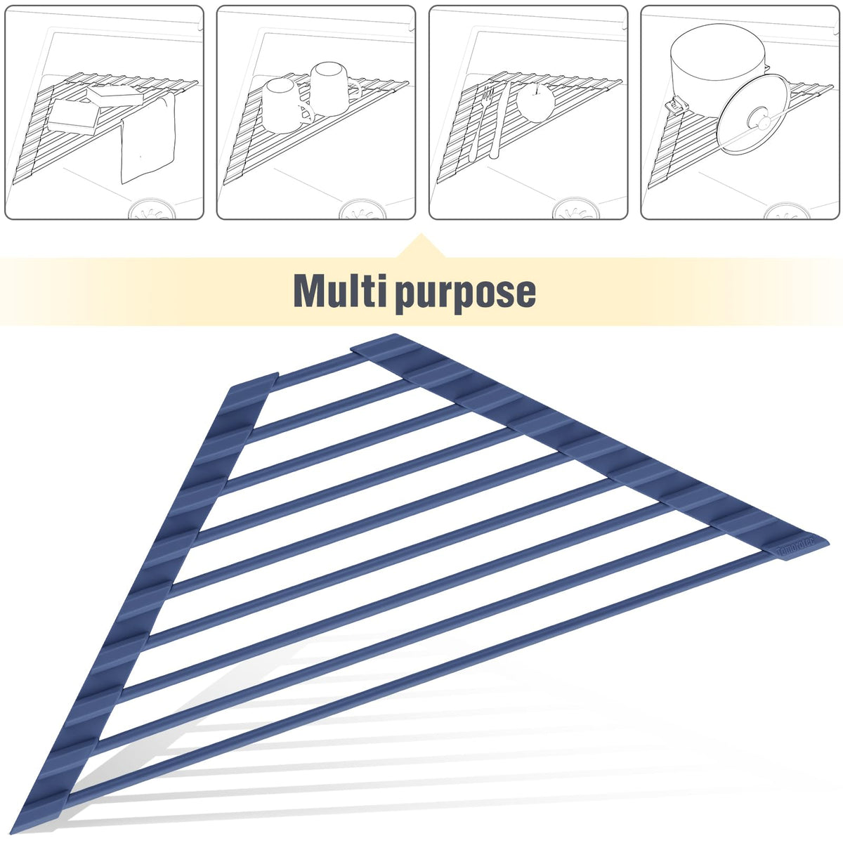 Tomorotec triangle dish rack sturdy iron frame with silicone edges resists bending.
