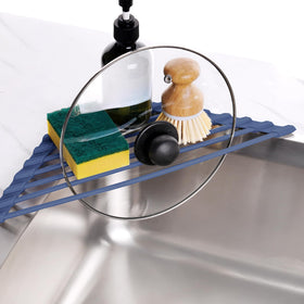 Tomorotec triangle dish rack silicone coating close-up showing durable non-slip surface.