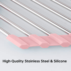 Tomorotec pink triangle foldable rack folded for storage shows compact design.