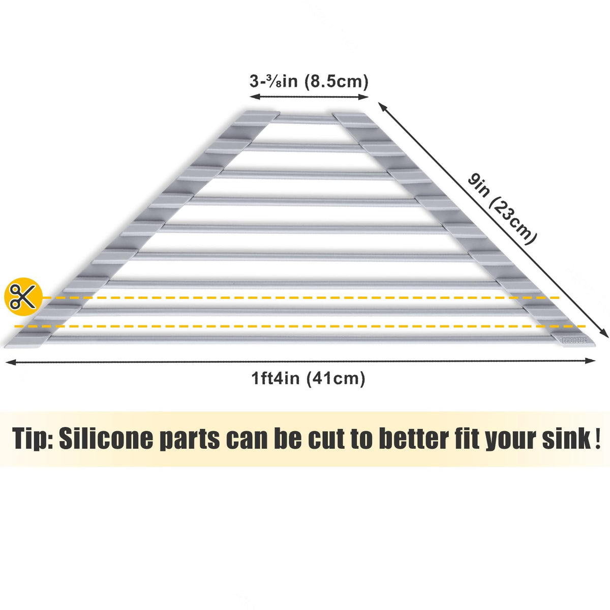 Tomorotec triangle roll-up rack showing customizable silicone edges