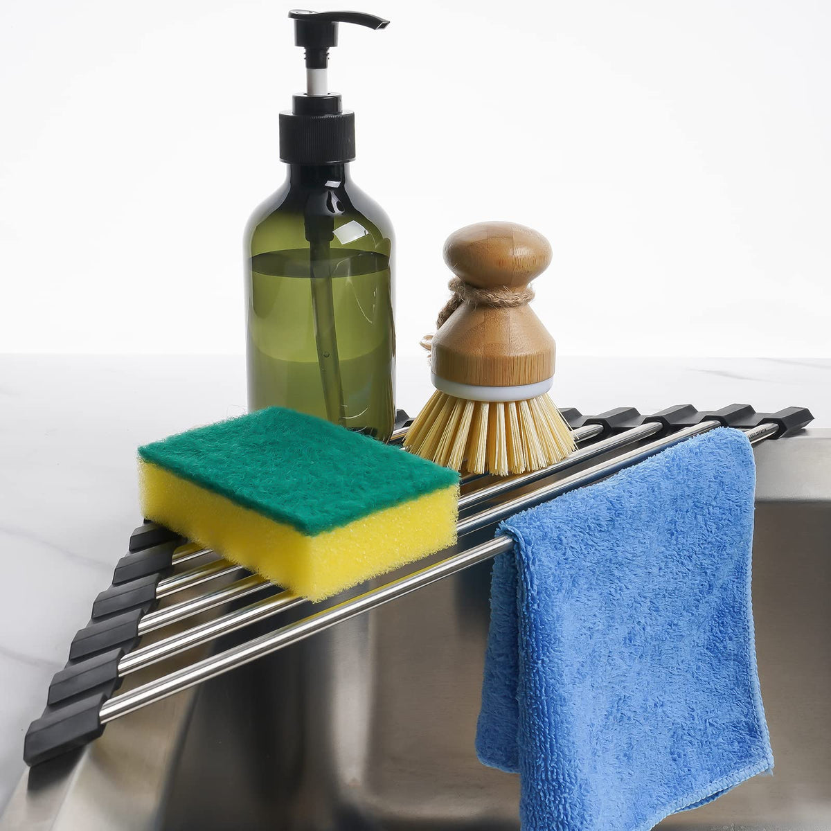 Tomorotec triangle roll-up rack folded compactly for drawer storage