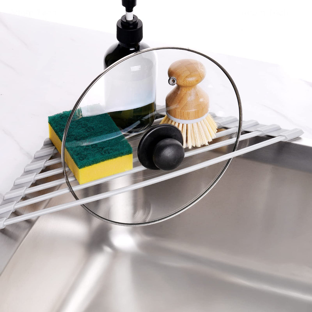 Tomorotec triangle roll-up rack used as heat-safe trivet for hot pans