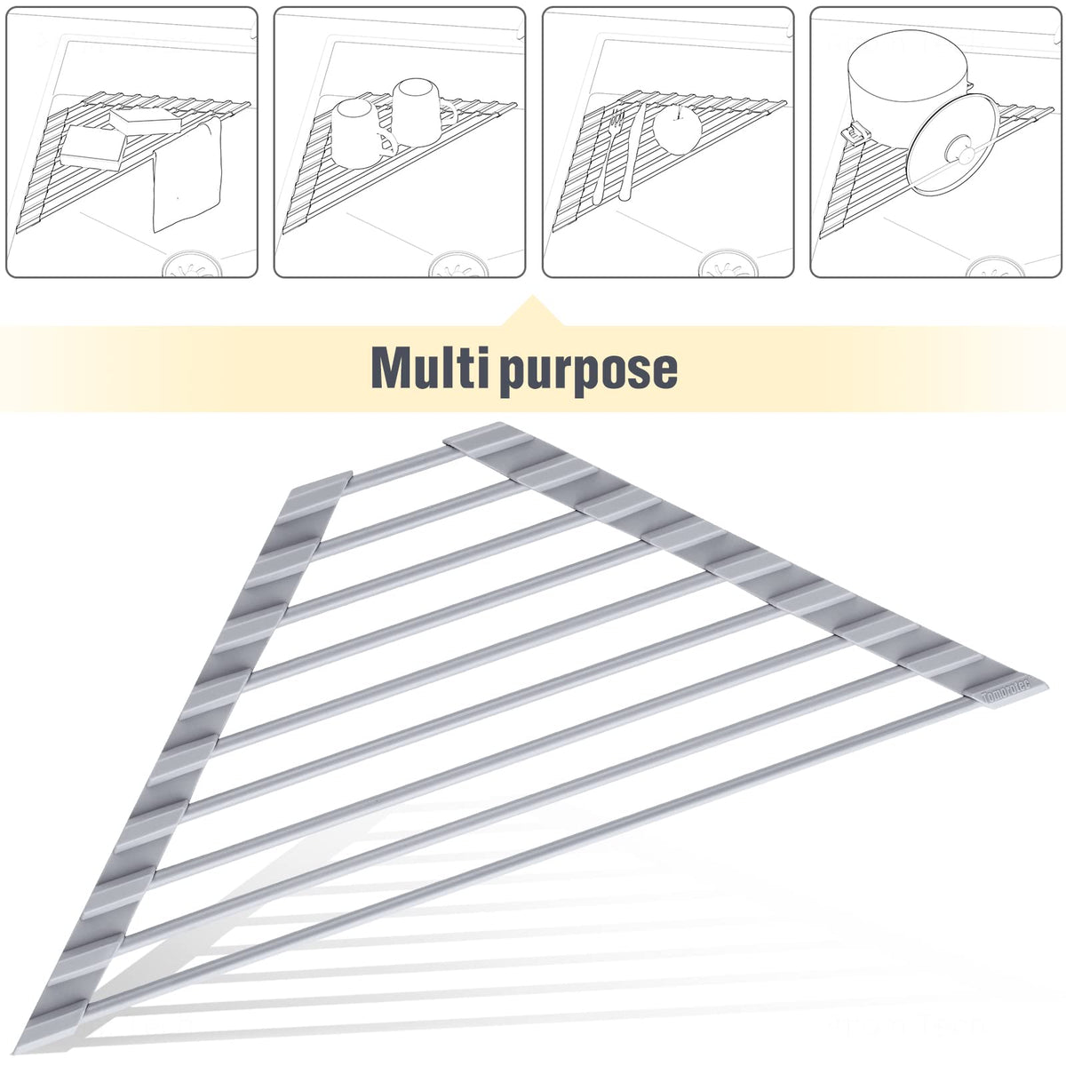 Tomorotec triangle roll-up rack in sink corner design