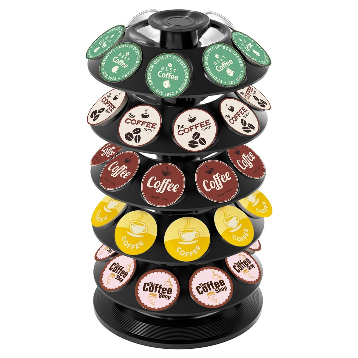 TOMSHUB K-Cup Holder with 360° rotation for quick pod access.