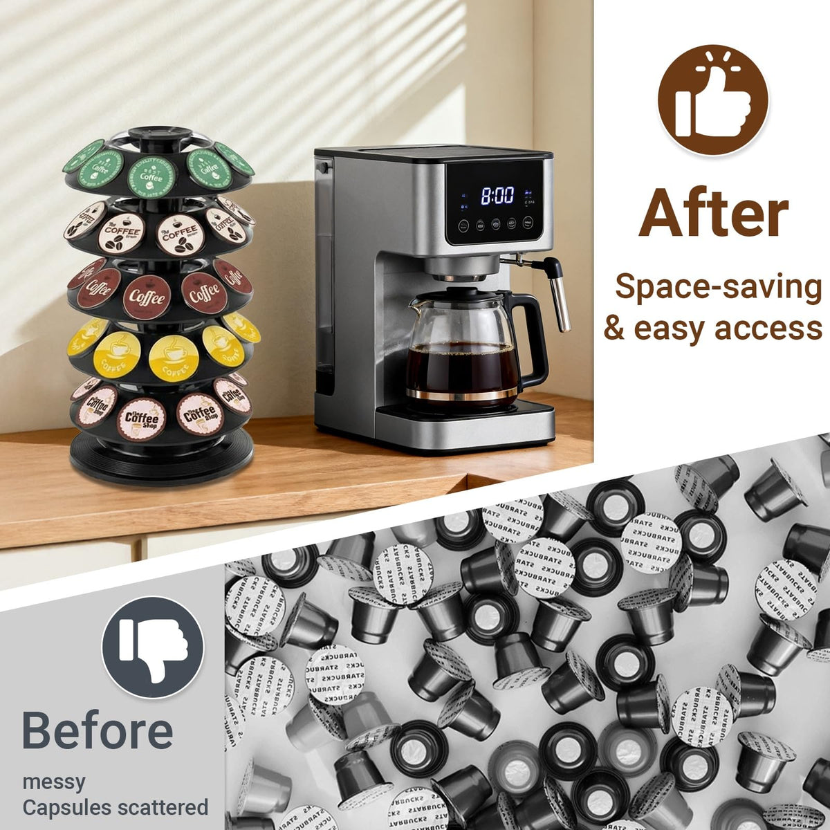 TOMSHUB space-saving design helps declutter countertops.
