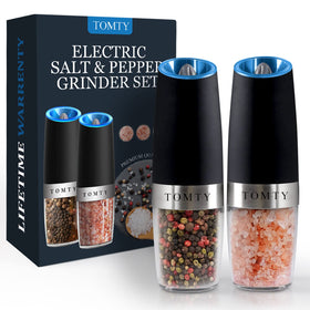 TOMTY Gravity grinder set overview shows modern kitchen accessory for effortless seasoning.