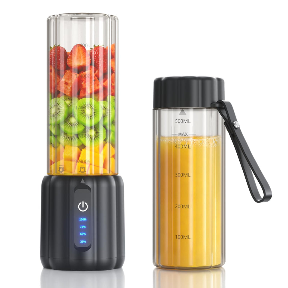 TOMUOO portable blender with 6 blades blending smoothie on the go