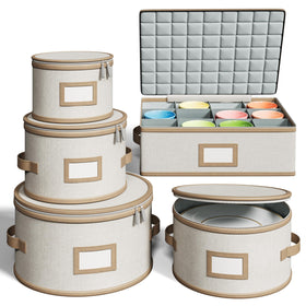 TomVista hard-shell china storage set top view for durable protection of dinnerware