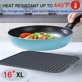 Tonbbow air fryer trivet keeps surfaces safe when handling hot trays.