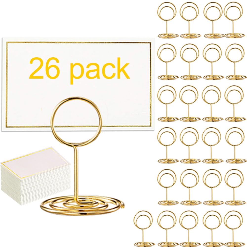Toncoo 26-pack table number holders with gold finish for elegant wedding signage.
