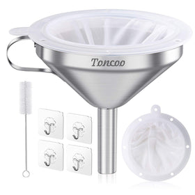 Toncoo 5-Inch stainless steel funnel with 200-mesh filter for precise pouring