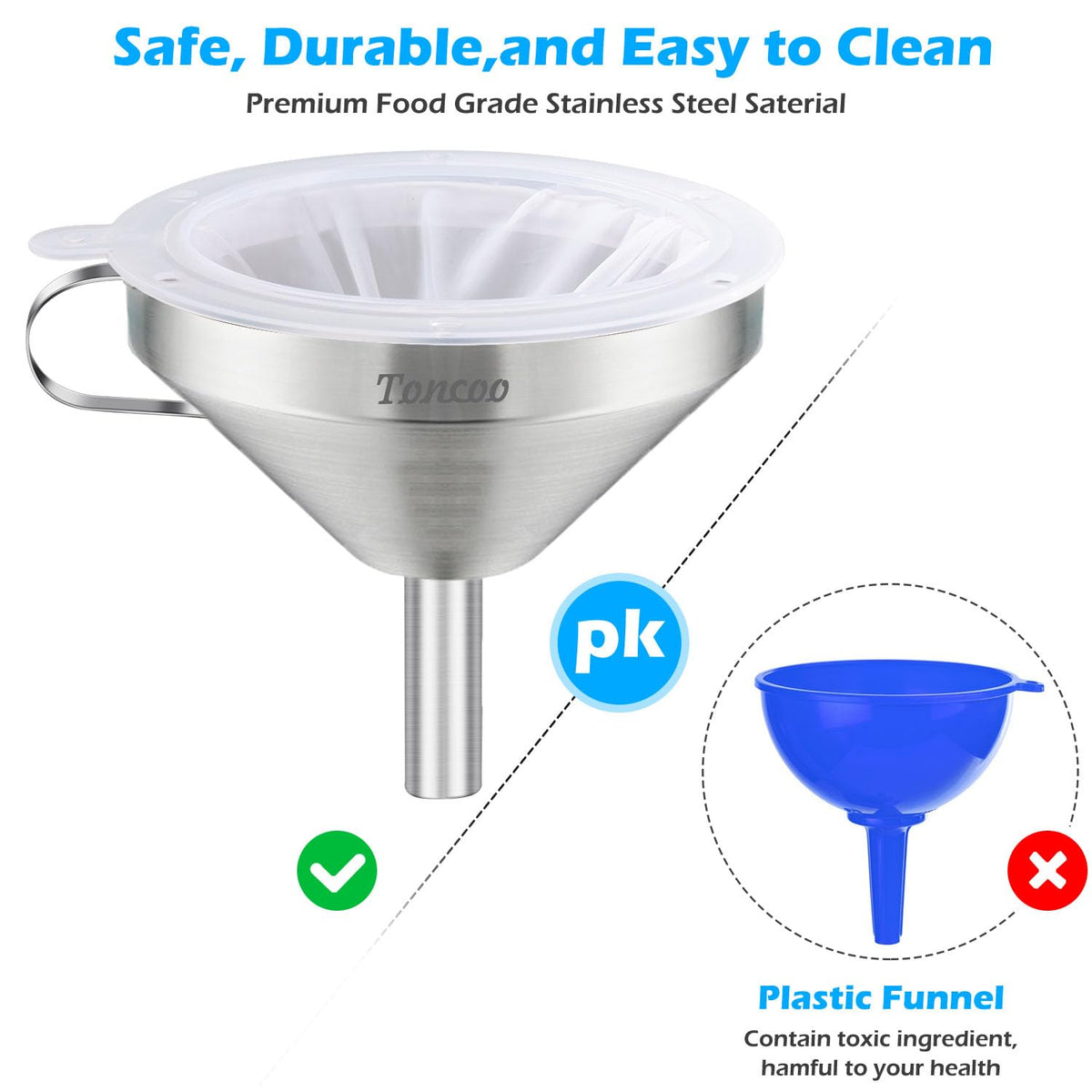 Toncoo cleaning brush keeps funnels spotless after use.