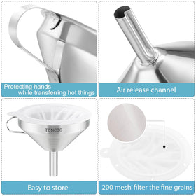 Toncoo milk strainer helps separate solids from liquids efficiently.