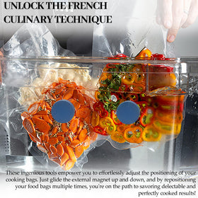 TonGass magnets allow easy bag repositioning for precise cooking.