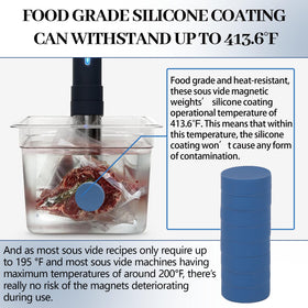 TonGass weights with heat-resistant silicone coating for safe sous vide use.