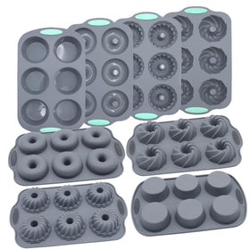 Tongjude 8-piece silicone donut pans for easy release and even baking.