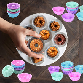 Tongjude donut molds show four shapes in bright colors for creative bakes.