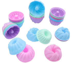 Tongjude 48-piece silicone donut mold set stacked to save cabinet space.