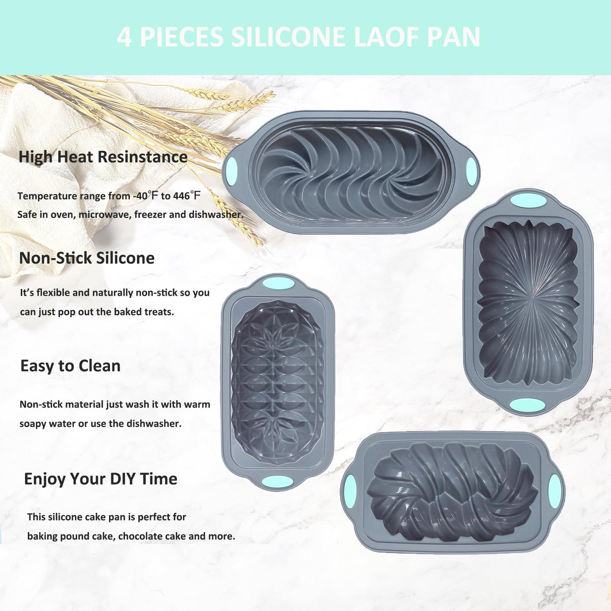 Tongjude easy-release baking molds reduce sticking for effortless unmolding.
