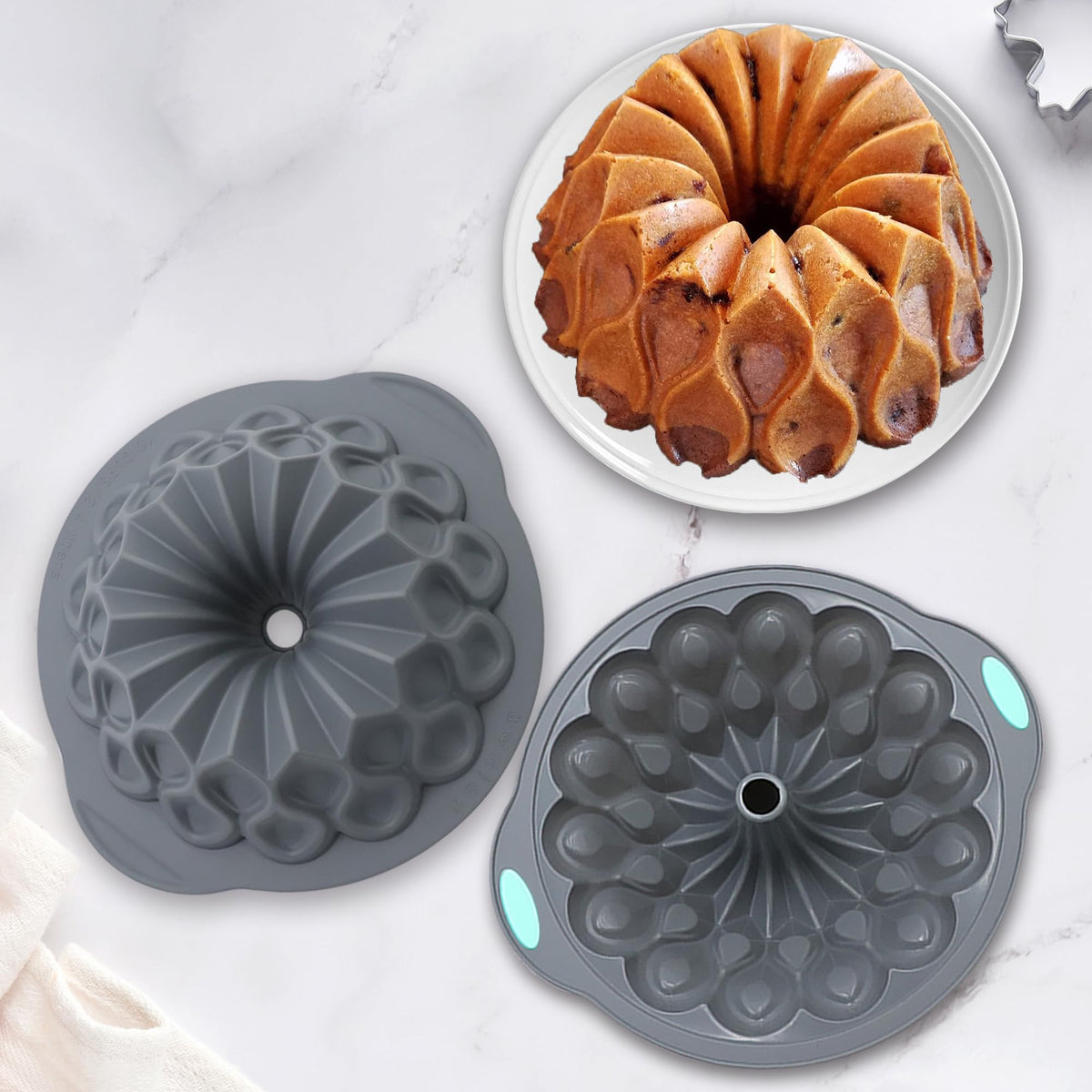 Tongjude silicone fluted cake pans mousse jelly use for desserts.
