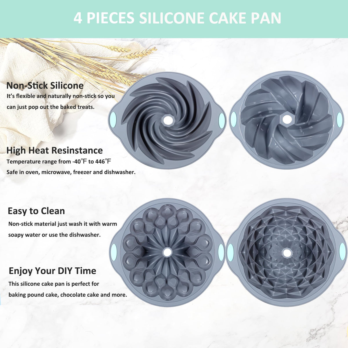 Tongjude silicone fluted cake pans wedding party dessert ideas.