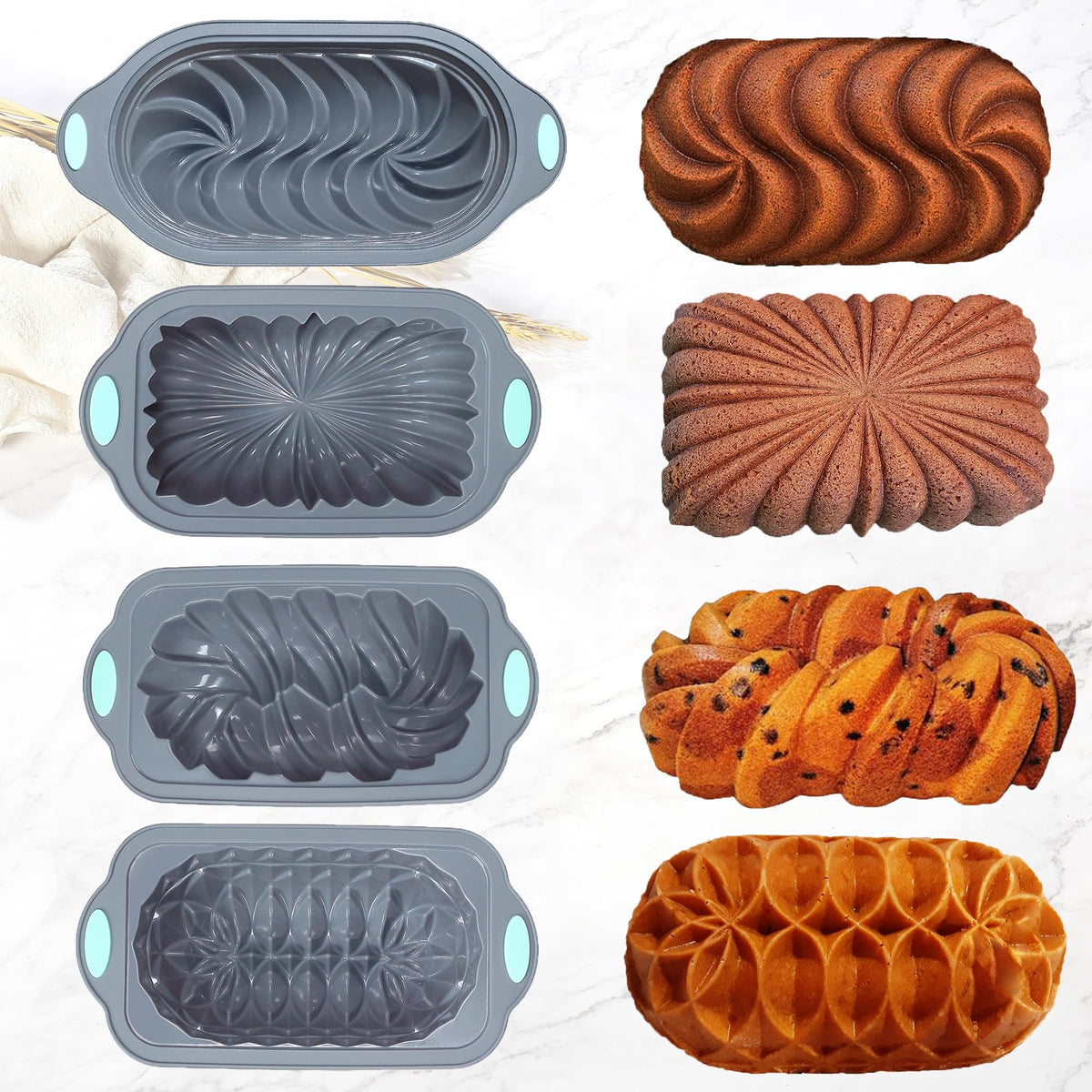 Tongjude silicone loaf pan with unique shapes elevates serving presentation and texture.