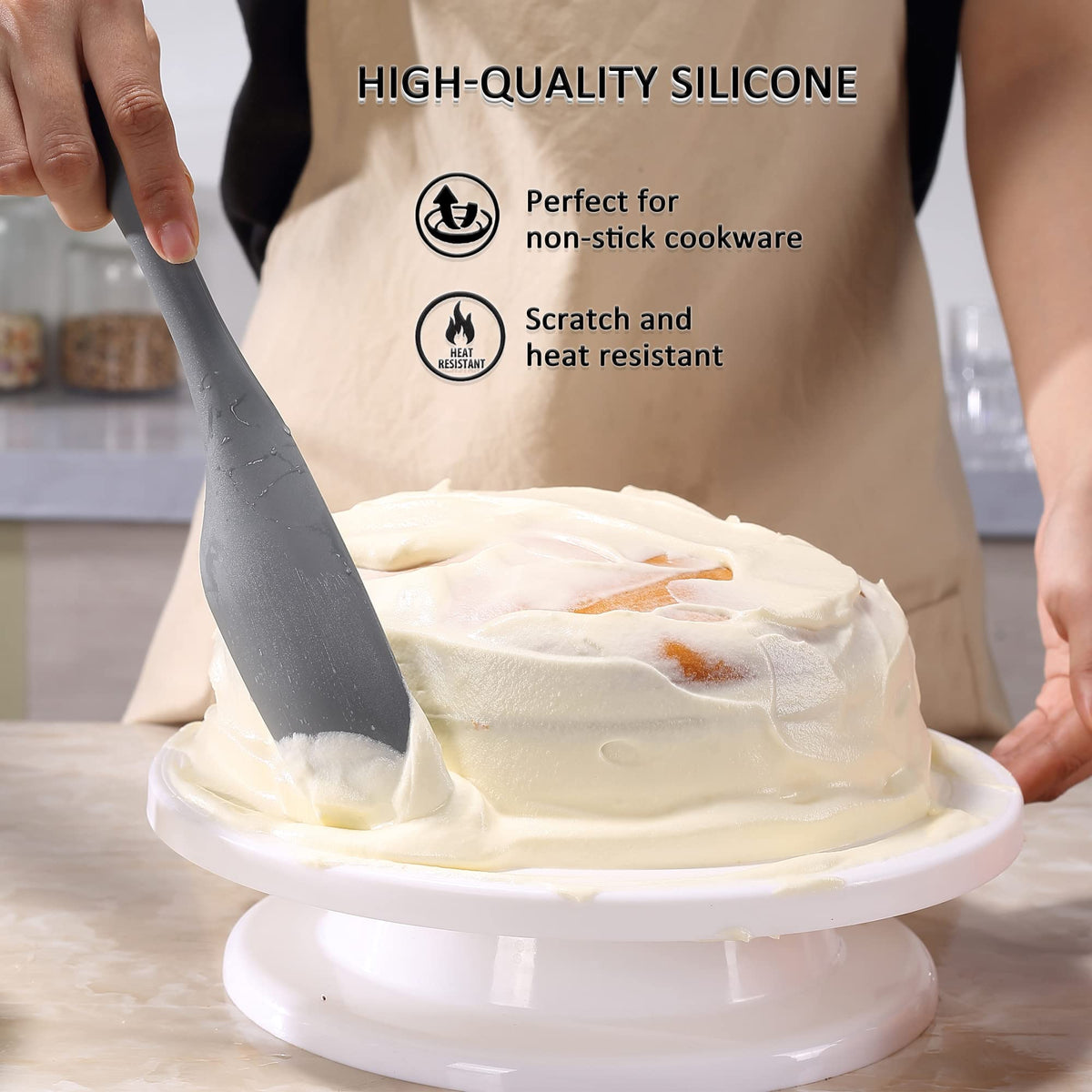 Tongjude silicone spurtle helps scrape pans without scratching.