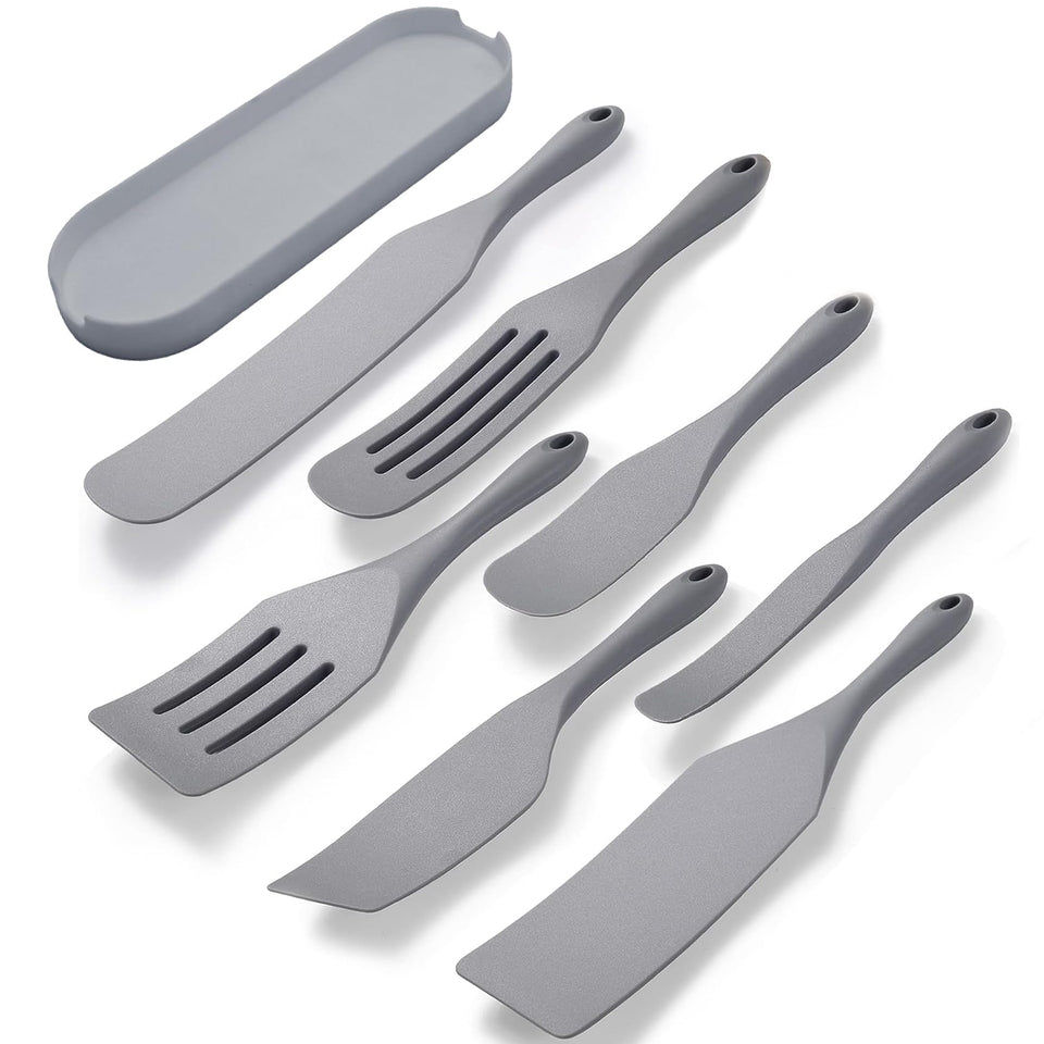 Tongjude silicone spurtle set, 8-piece, ideal for sautéing and stirring nonstick cookware.