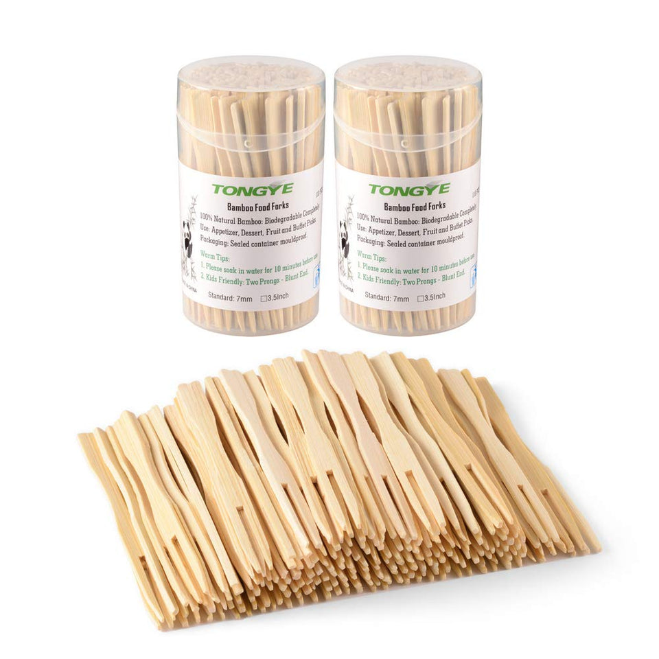 Tongye bamboo appetizer forks 3.5 inches in cylinder packaging for neat storage.