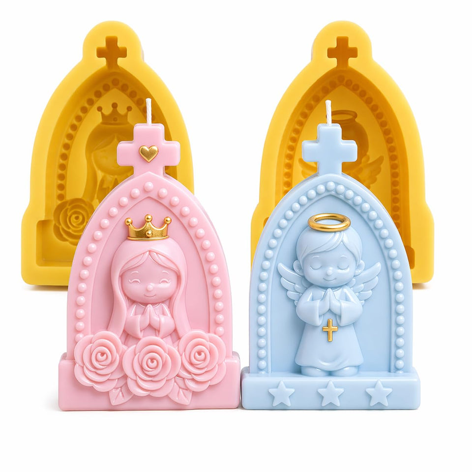 Toni Crafty angel mold close-up for detailed devotional candles