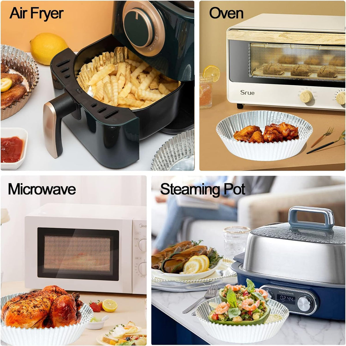 Tonmom liner compatible with oven, microwave, and steamer setups.