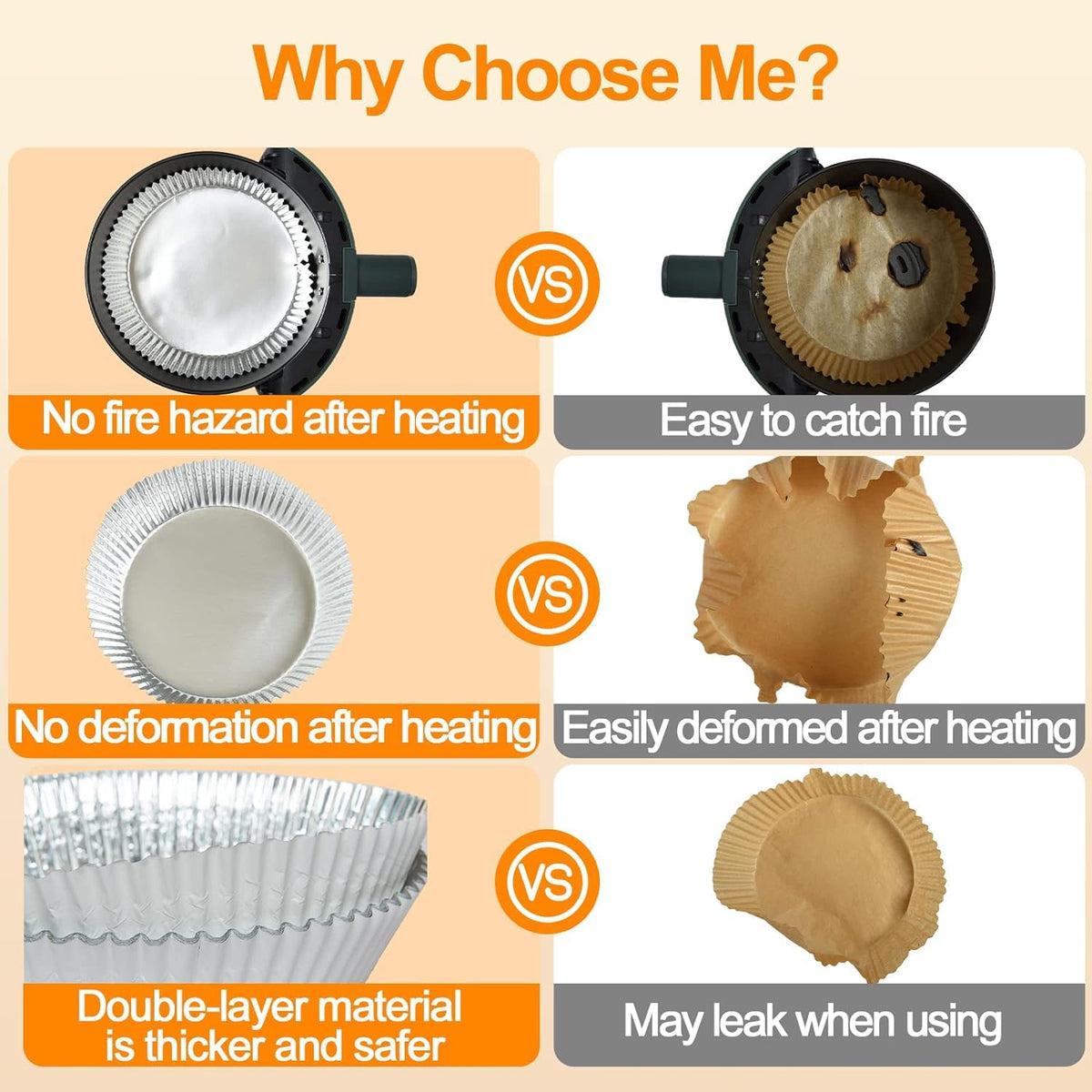 Tonmom round bowl shape liner shown in an air fryer basket for easy use.