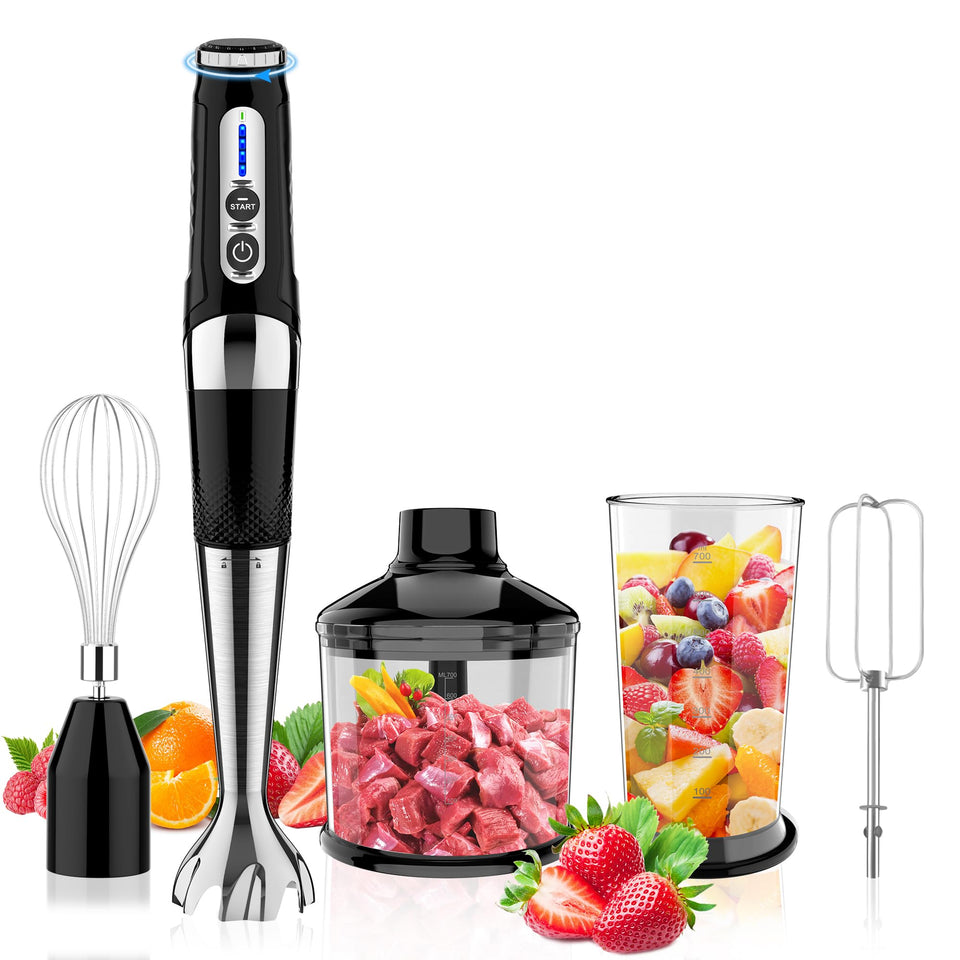 Toogel cordless immersion blender in use for smooth blending