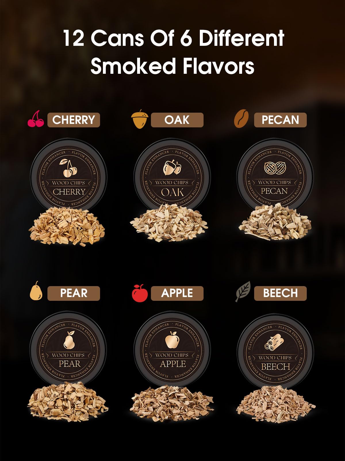 TOOKEBEEGO wood chip varieties with six flavors for rich smoky cocktails