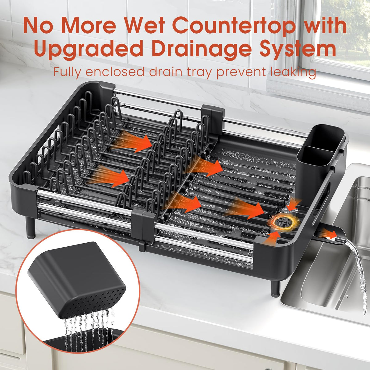 TOOLF rack with detachable rack and cutlery holder for easy cleaning