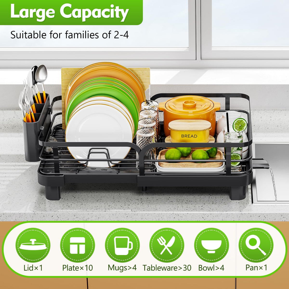 TOOLF automatic drainage system speeds water away into the sink