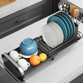 TOOLF black dish drying rack complements modern kitchen