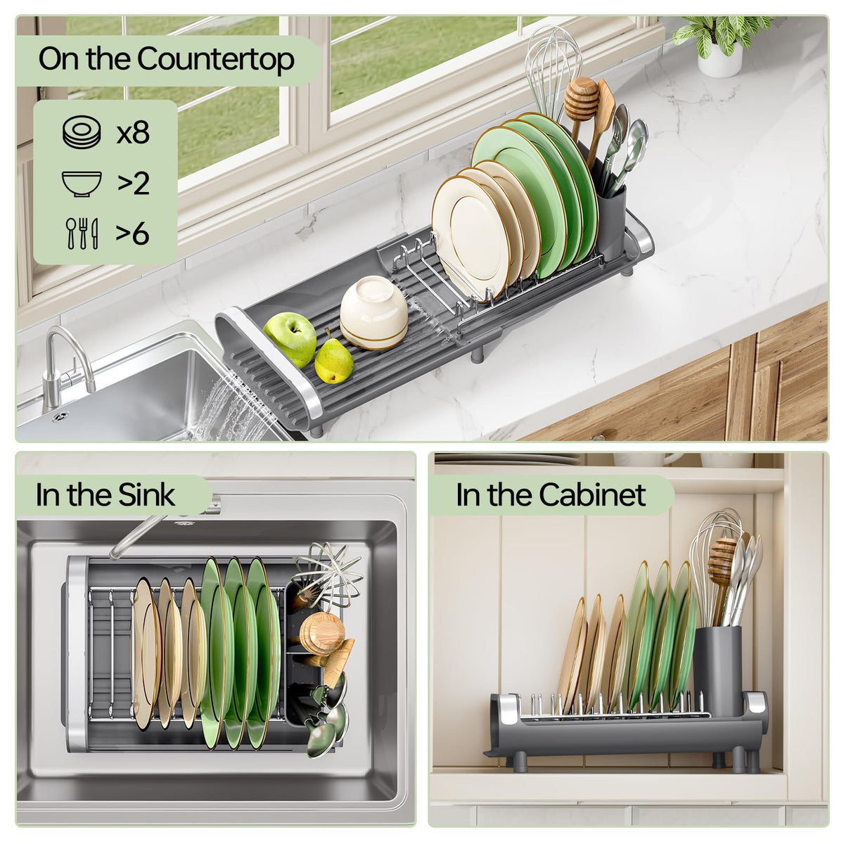 TOOLF compact dish drying rack fits small kitchens and sinks.